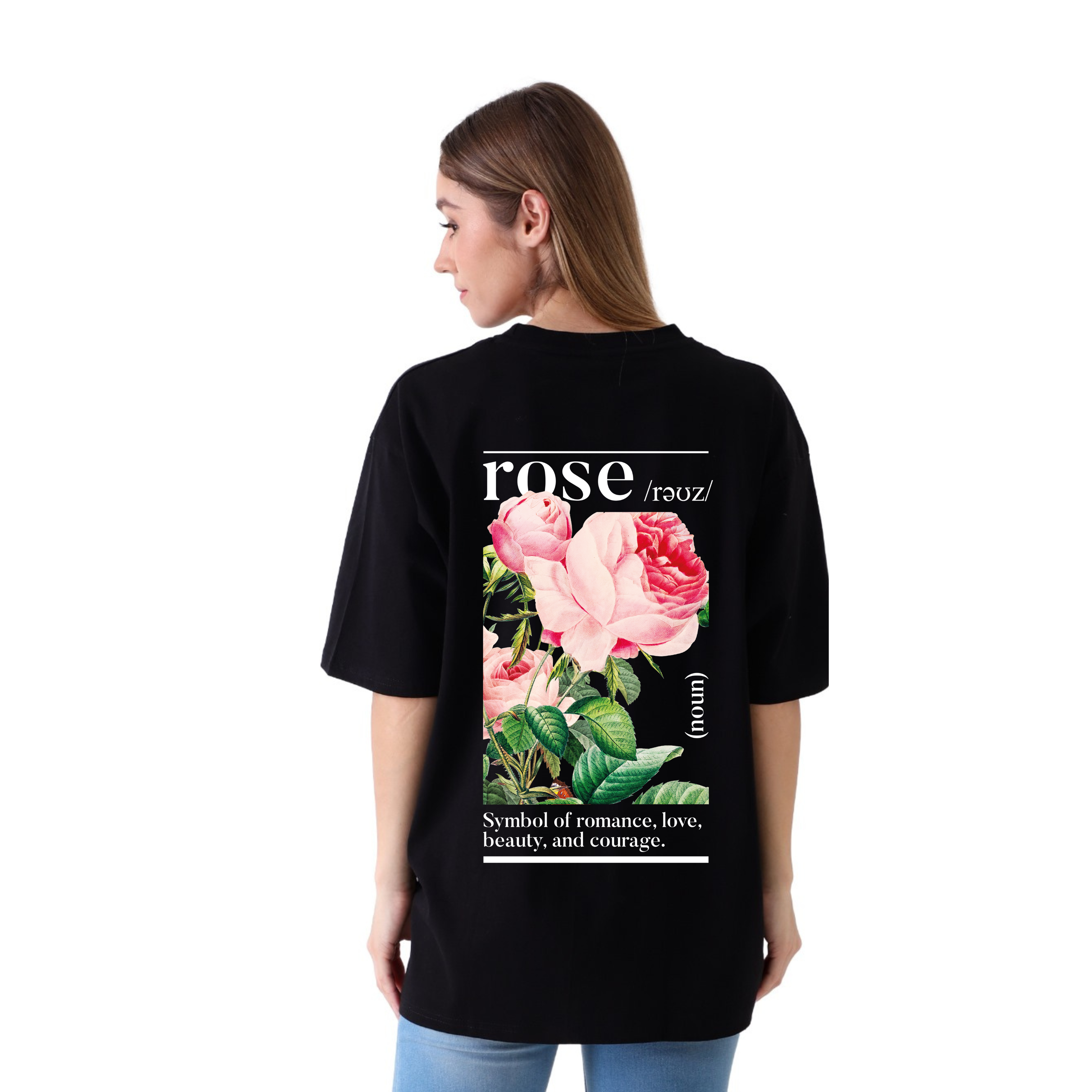 Rose Definition - Black - Oversized Tshirt