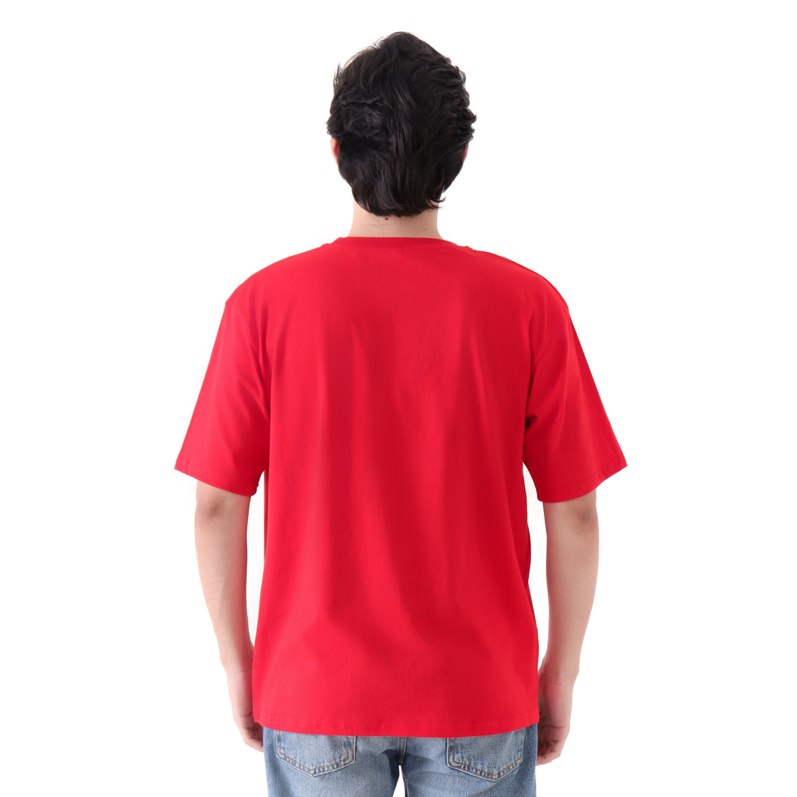 Oversized red T-shirt with break rule print