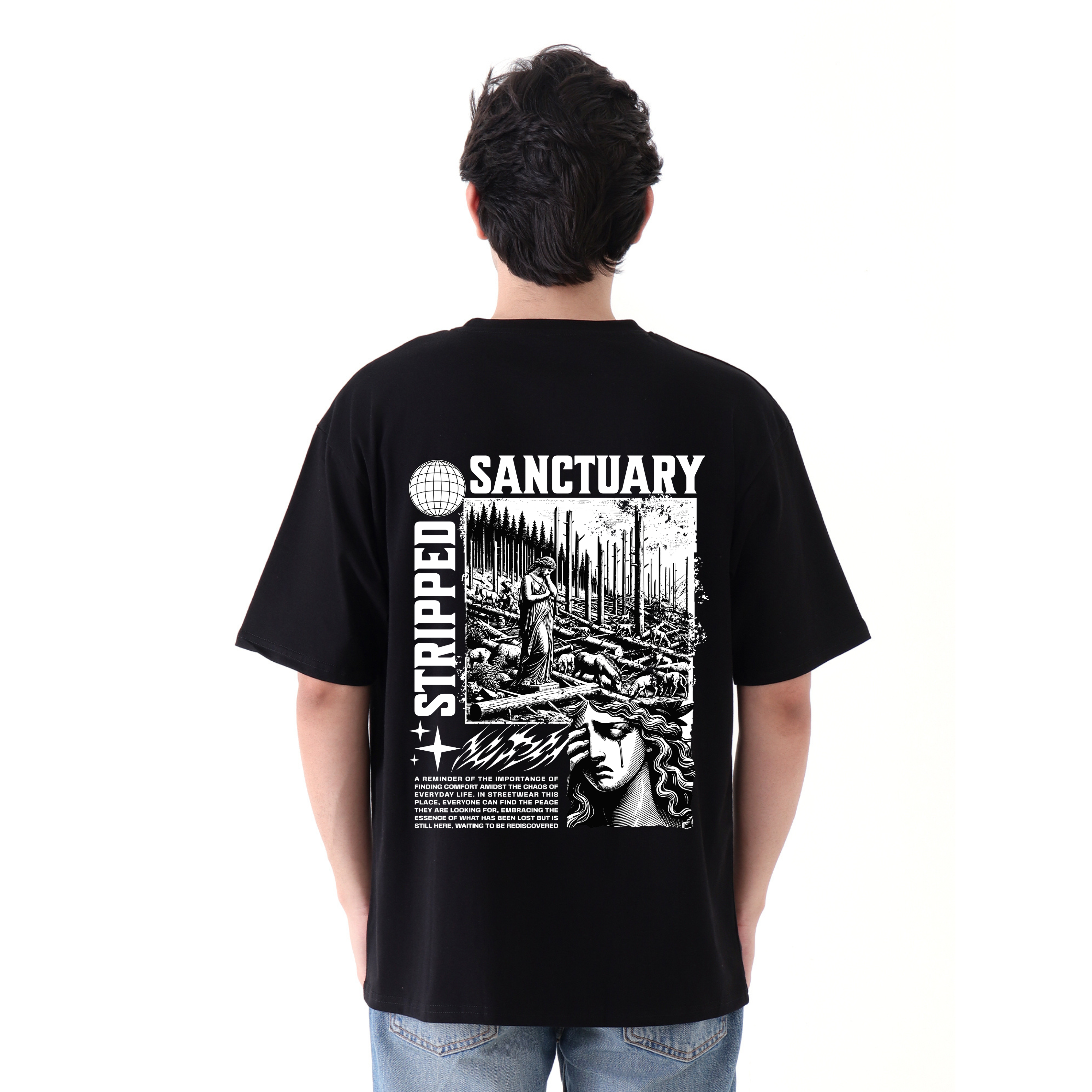 Stripped Sanctuary - Black - Oversized Tshirt