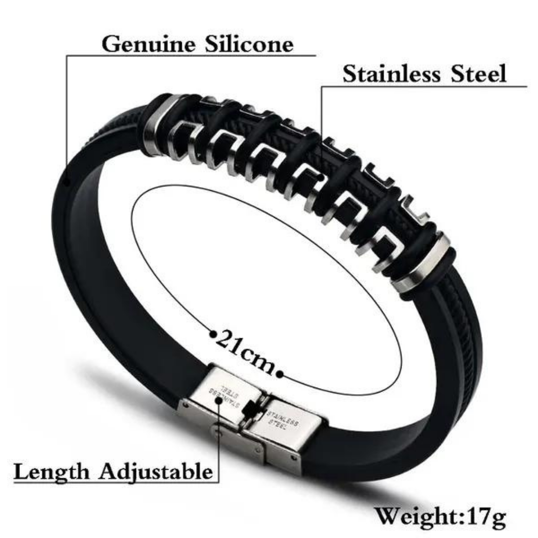 Textured Silver-Plated Bracelet For Men By Pyjamawala