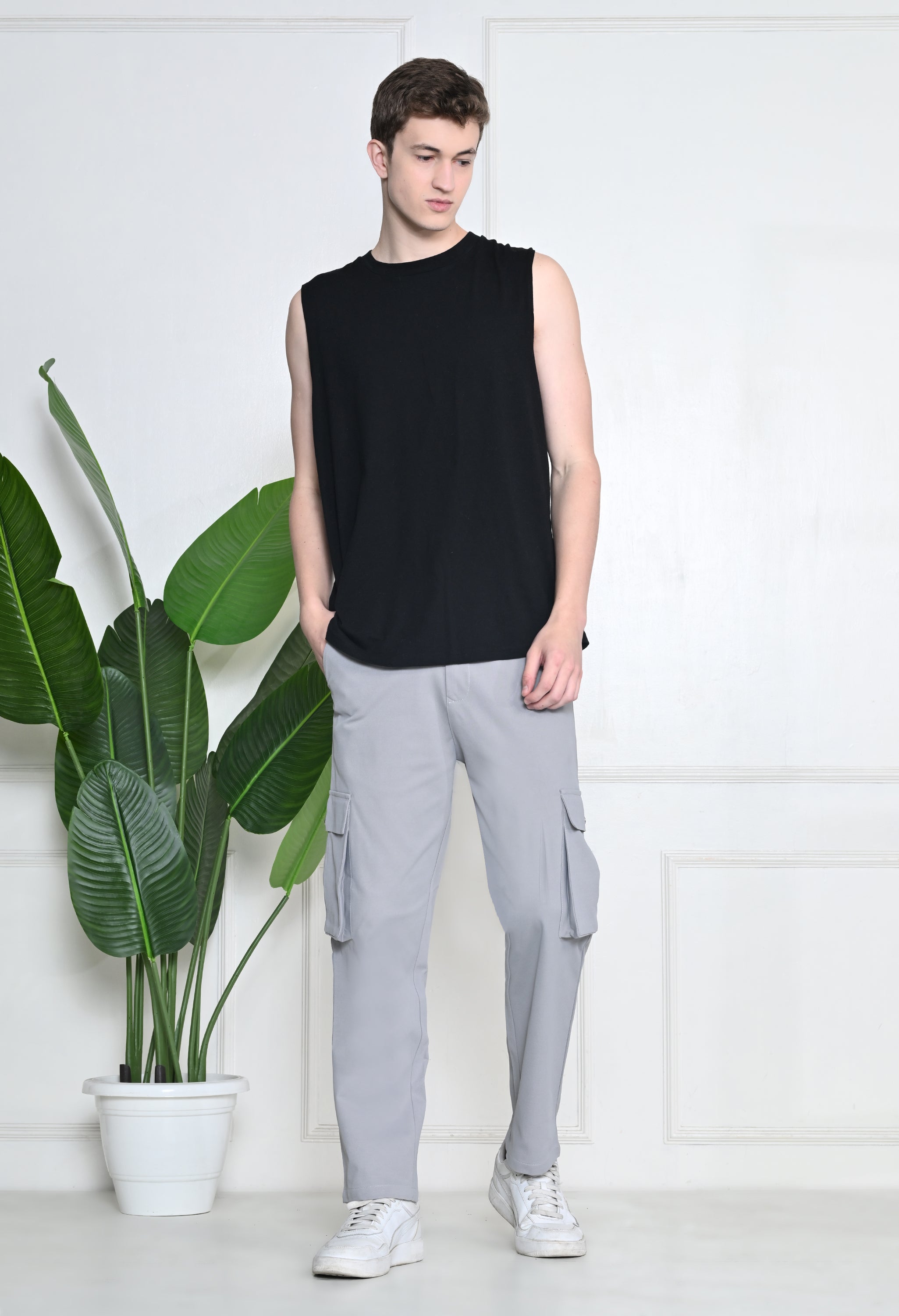 Grey Cargo Pants (6-Pockets)