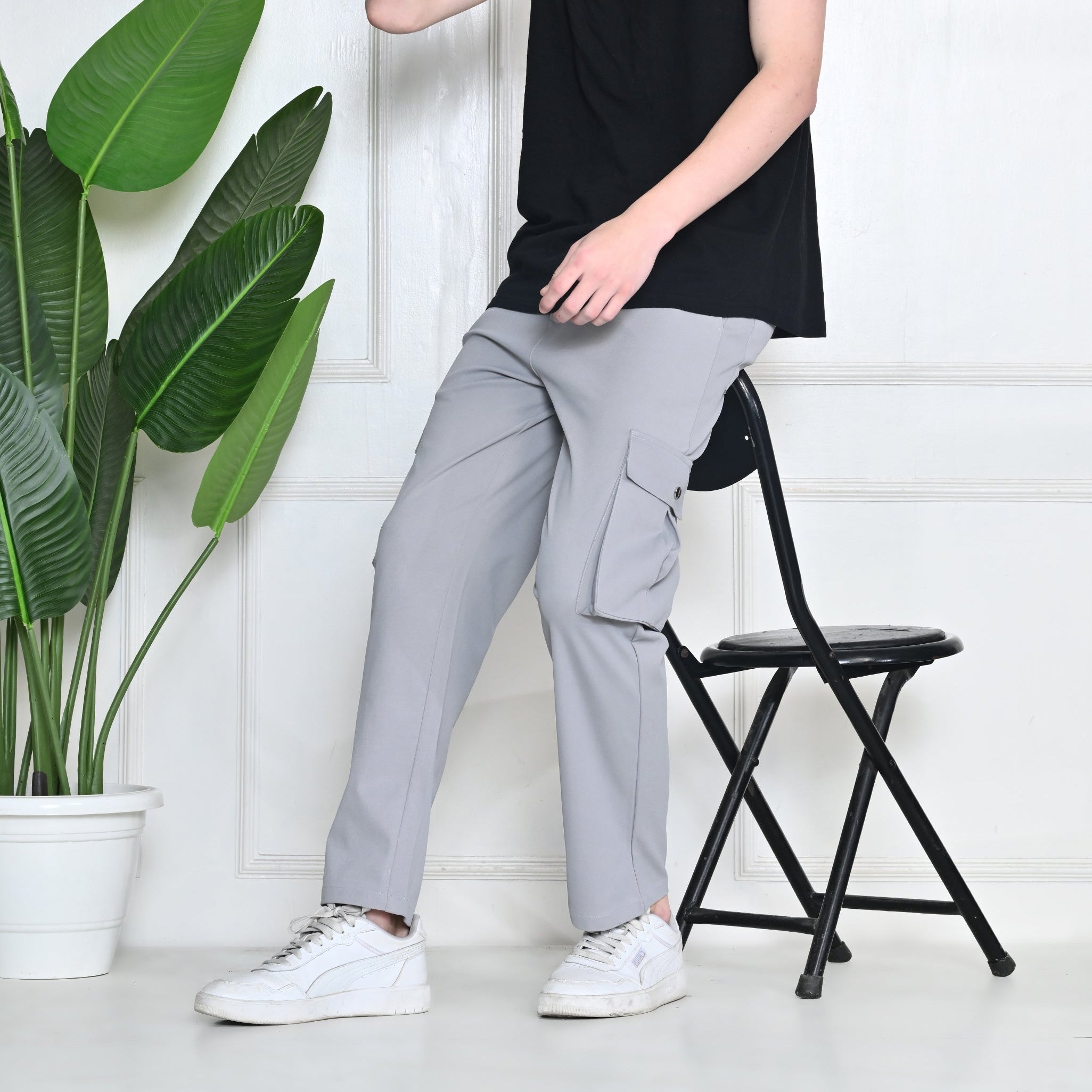 Grey Cargo Pants (6-Pockets)