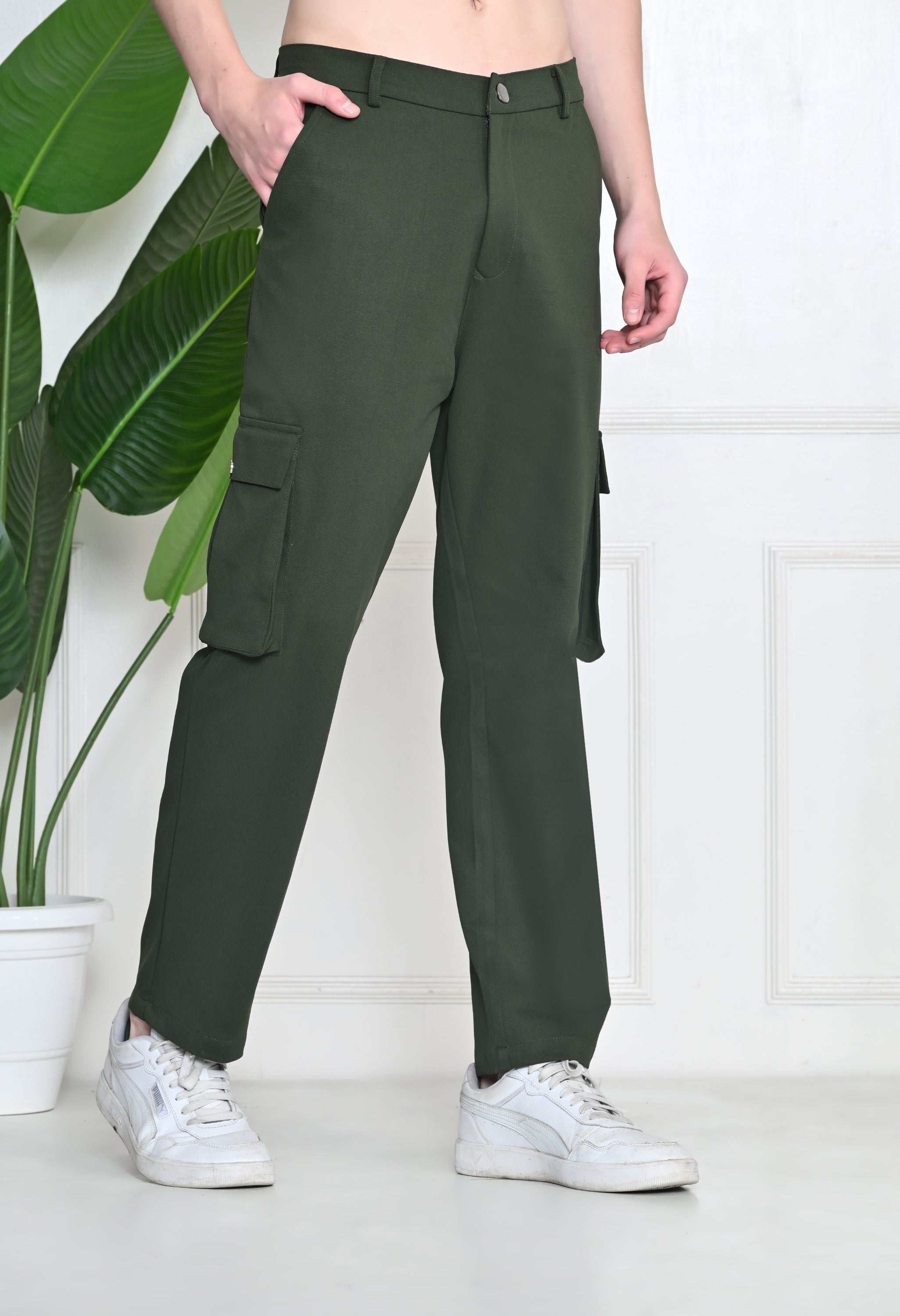 Dark Olive Cargo Pants (6-Pockets)