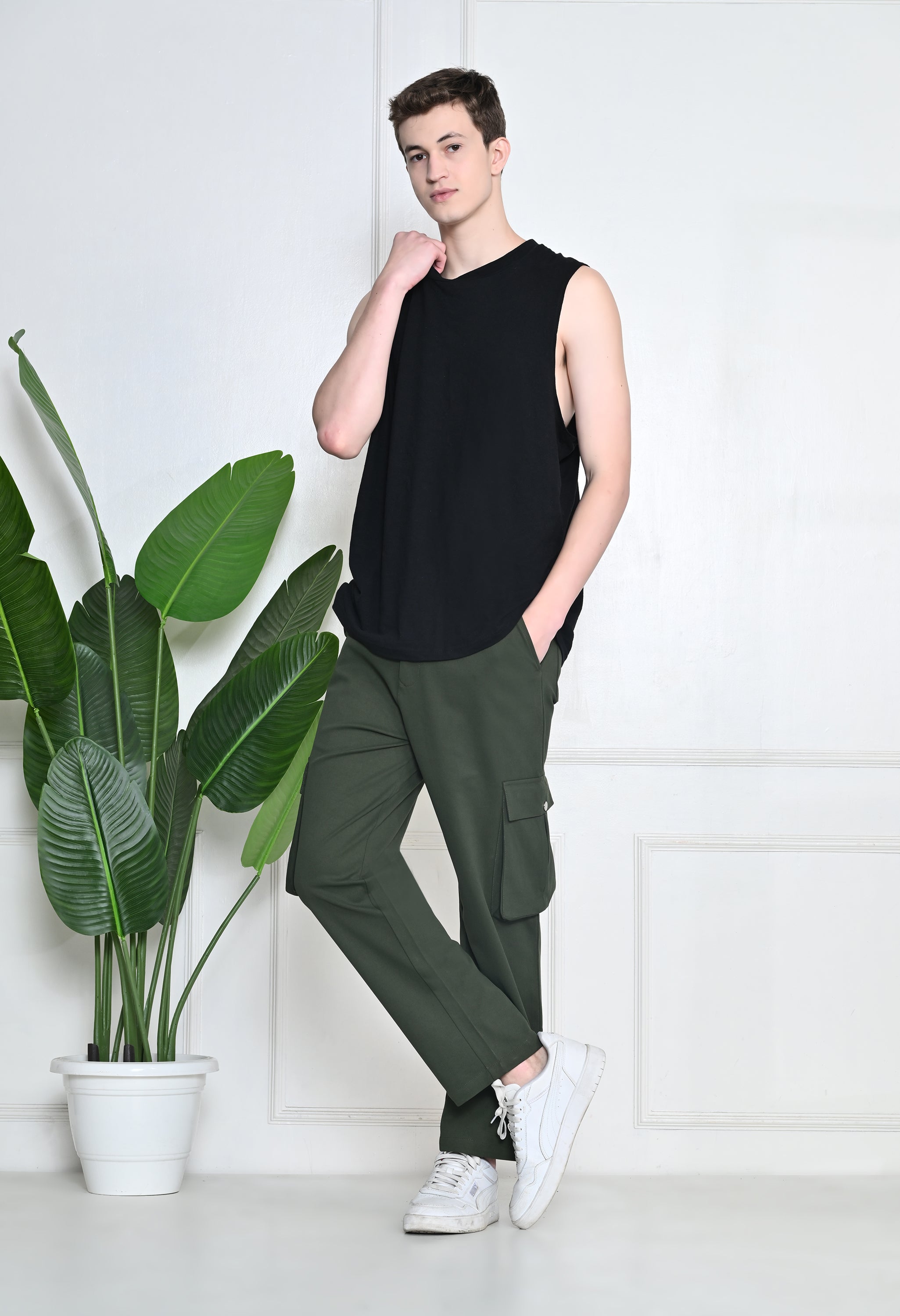 Dark Olive Cargo Pants (6-Pockets)