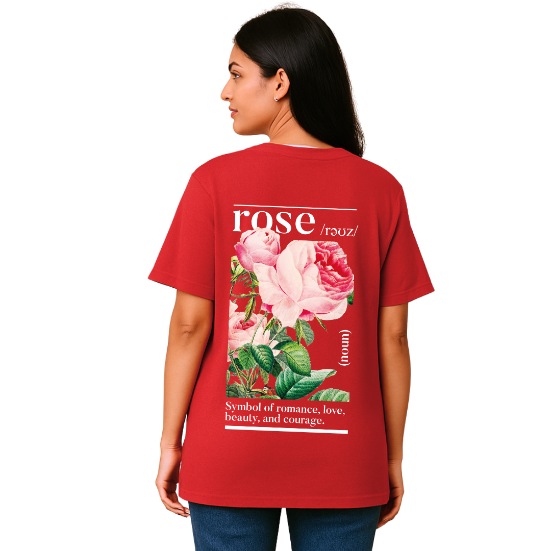 Rose Definition - Red - Oversized Tshirt